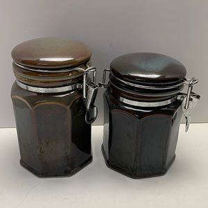 Lot of 2 Pier 1 Imports Ceramic Glazed Canisters